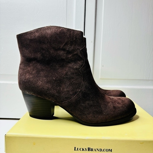 LUCKY BRAND Tablita Tobacco Oiled Suede Boots Size 9 - Picture 5 of 8